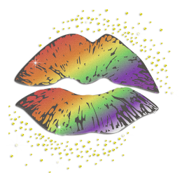 Sexy Rainbow Color Lips Printable Giltter Crystal Iron On Stickers